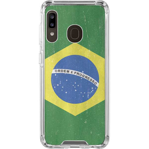 Brazil Flag Distressed Galaxy A30 Clear Case